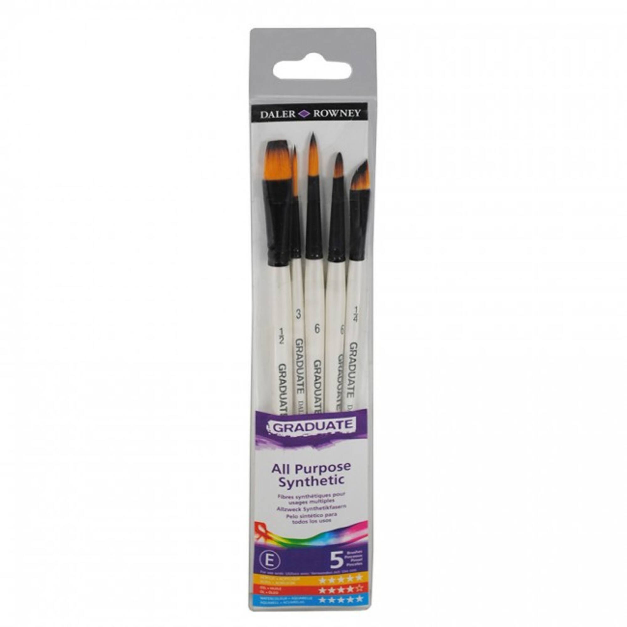 Daler‑Rowney® Graduate Watercolor Detail Synthetic Short Handle Paintbrushes Set